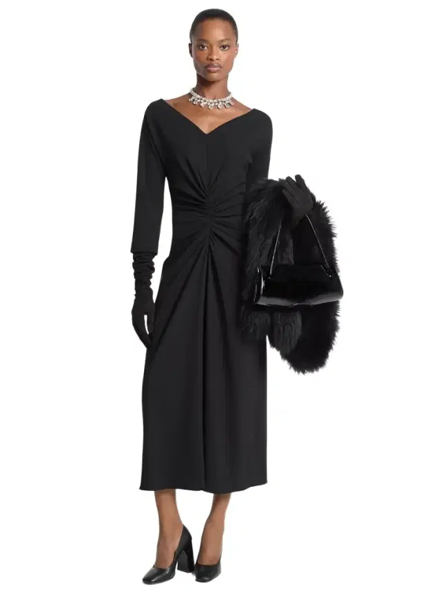 Michael Kors Collection Stretch Wool Crepe Ruched Dress