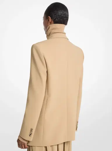 Michael Kors Collection Stretch Wool Crepe Asymmetric Blazer in Natural | Thumbnail 2 Michael Kors Collection Stretch Wool Crepe Asymmetric Blazer in Natural | Thumbnail 2