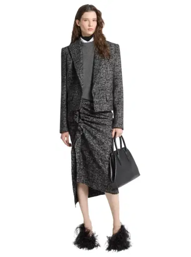 Michael Kors Collection Smudged Glen Plaid Wool Cropped Blazer | Thumbnail 1