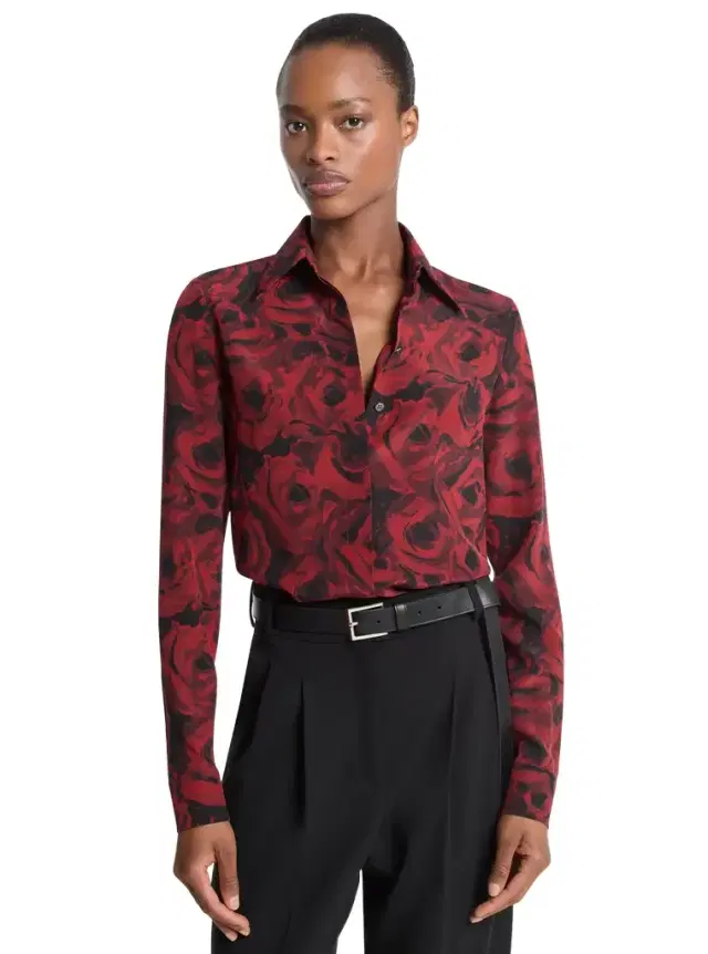 Michael Kors Collection Hansen Floral Print Silk Crepe De Chine Blouse