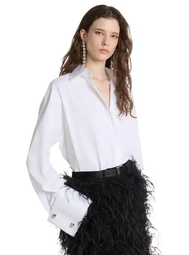 Michael Kors Collection Frayed Cotton Poplin French Cuff Shirt