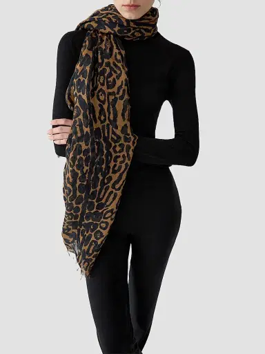 Carolina Herrera Women's Leopard Print Fringe Scarf | Thumbnail 2