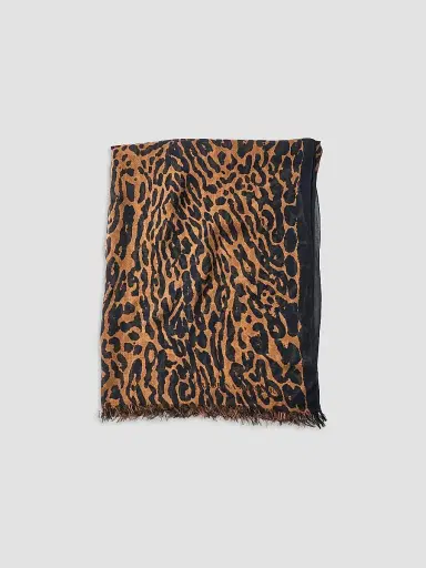 Carolina Herrera Women's Leopard Print Fringe Scarf | Thumbnail 3