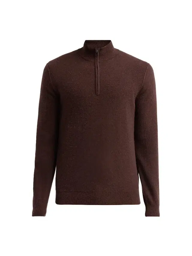 Vince Men's Boiled Cashmere Zip Sweater - Chocolate Plum - Size XXL