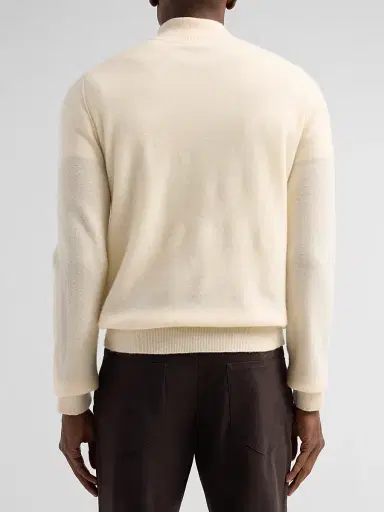 Vince Men's Boiled Cashmere Zip Sweater - Bone | Thumbnail 3