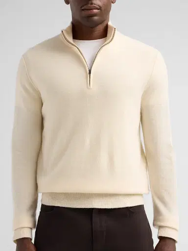 Vince Men's Boiled Cashmere Zip Sweater - Bone | Thumbnail 5