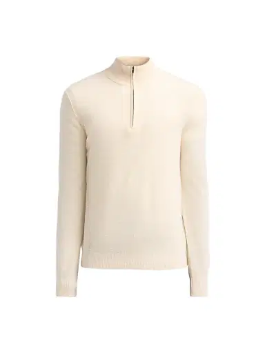 Vince Men's Boiled Cashmere Zip Sweater - Bone | Thumbnail 1