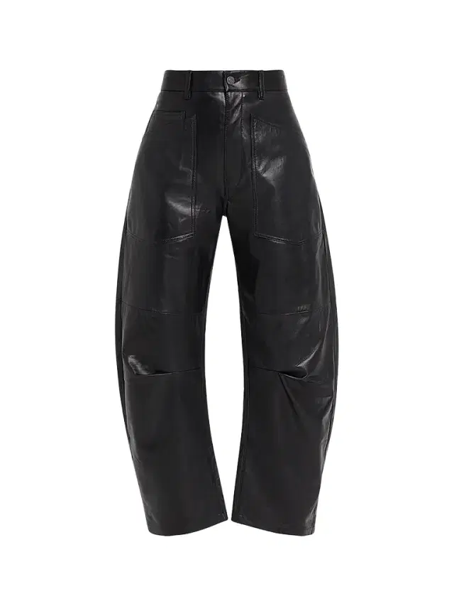 Nili Lotan Women's Shon Leather Barrel-Leg Pants - Midnight