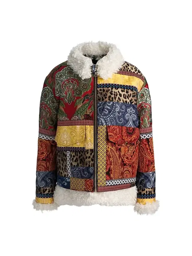 Alice + Olivia Women's Hudson Patchwork Jacquard & Sherpa Aviator Coat
