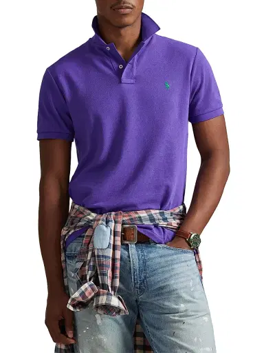 Polo Ralph Lauren Men's Custom-Slim-Fit Mesh Polo Shirt - Cabana Purple | Thumbnail 3