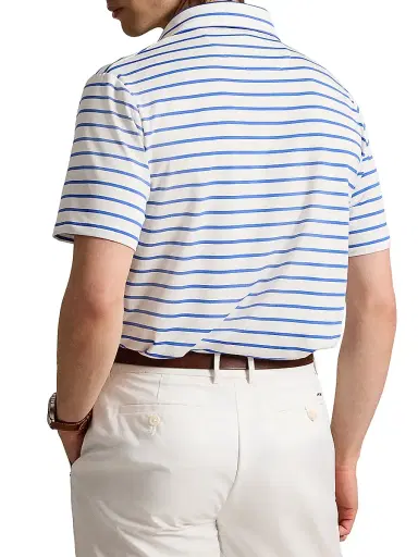 RLX Ralph Lauren Men's Lightweight Airflow Knit Polo Shirt - Maidstone Blue Ceramic White | Thumbnail 4 RLX Ralph Lauren Men's Lightweight Airflow Knit Polo Shirt - Maidstone Blue Ceramic White | Thumbnail 4