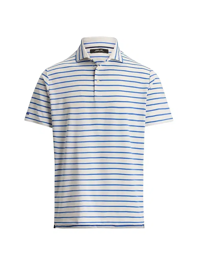 RLX Ralph Lauren Men's Lightweight Airflow Knit Polo Shirt - Maidstone Blue Ceramic White