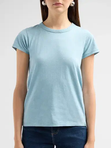 rag & bone Women's The Slub Cotton T-Shirt - Teal Blue | Thumbnail 5