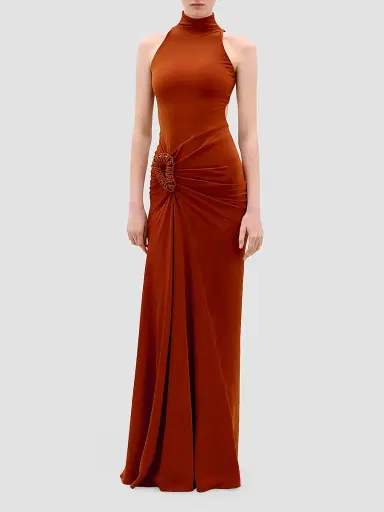 Silvia Tcherassi Women's Frances Jersey Sleeveles Maxi Dress - Terracotta - Size XL | Thumbnail 2