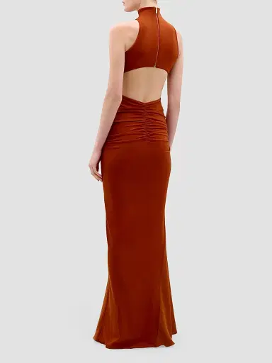 Silvia Tcherassi Women's Frances Jersey Sleeveles Maxi Dress - Terracotta - Size XL | Thumbnail 3