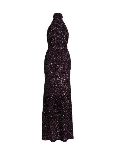 Silvia Tcherassi Women's Dido Sequined Halter Maxi Dress - Purple - Size XS | Thumbnail 1