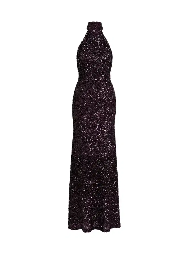 Silvia Tcherassi Women's Dido Sequined Halter Maxi Dress - Purple - Size XS