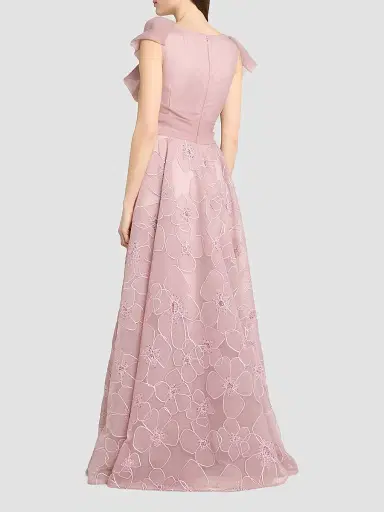Talbot Runhof Women's Organza Floral Lace Gown - Marble - Size 12 | Thumbnail 3