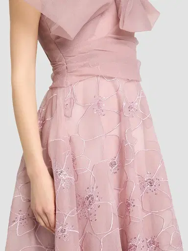 Talbot Runhof Women's Organza Floral Lace Gown - Marble - Size 12 | Thumbnail 5