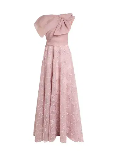 Talbot Runhof Women's Organza Floral Lace Gown - Marble - Size 12 | Thumbnail 1