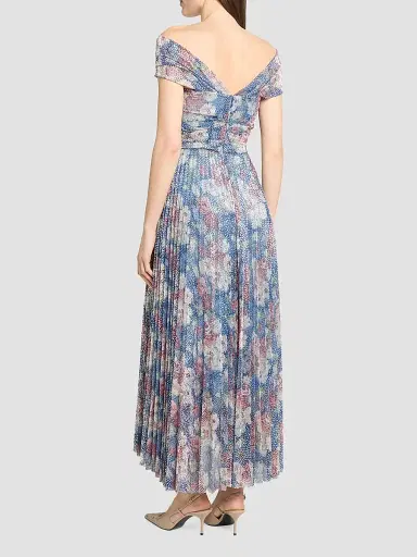Talbot Runhof Women's Floral Metallic Voile Cocktail Dress - Electric Blue - Size 16 | Thumbnail 3