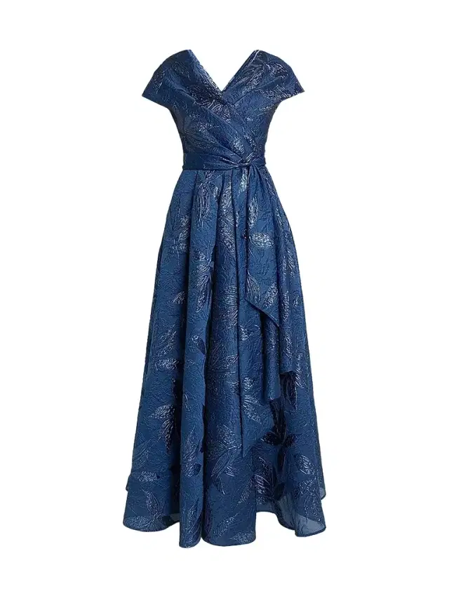 Talbot Runhof Women's Floral Jacquard Ballgown - Royal Navy - Size 12