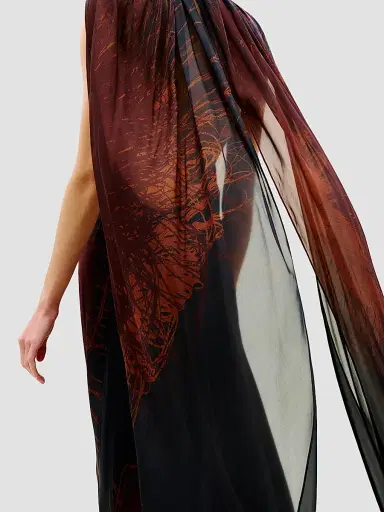 Silvia Tcherassi Women's Sabina Cape Halter Maxi Dress - Navy - Size Large | Thumbnail 4