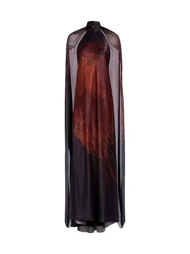 Silvia Tcherassi Women's Sabina Cape Halter Maxi Dress - Navy - Size Large | Thumbnail 1
