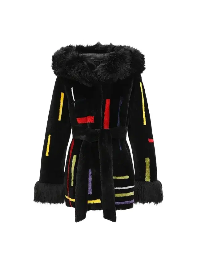 Gorski Women's Reversible Shearling Lamb Parka with Merinillo Shearling Lamb Hood - Black - Size XL