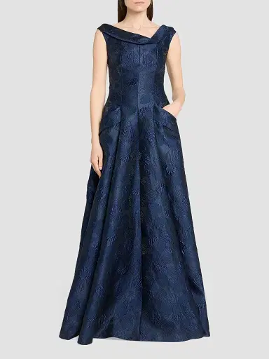Talbot Runhof Women's Floral Jacquard Ballgown - Armada - Size 16 | Thumbnail 2