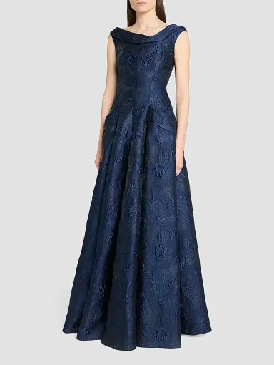 Talbot Runhof Women's Floral Jacquard Ballgown - Armada - Size 16 | Thumbnail 4