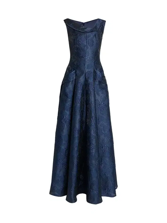 Talbot Runhof Women's Floral Jacquard Ballgown - Armada - Size 16