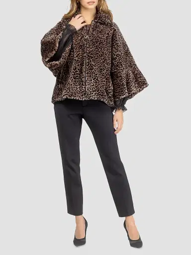 Gorski Women's Select Shearling Lamb Zip Coat with Cropped Sleeves - Lprd Print - Size XS | Thumbnail 2