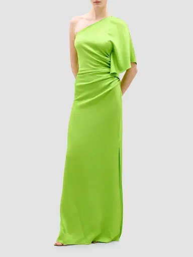 Silvia Tcherassi Women's Doli Draped Satin Maxi Dress - Bright Green - Size Small | Thumbnail 2