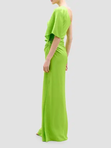 Silvia Tcherassi Women's Doli Draped Satin Maxi Dress - Bright Green - Size Small | Thumbnail 3