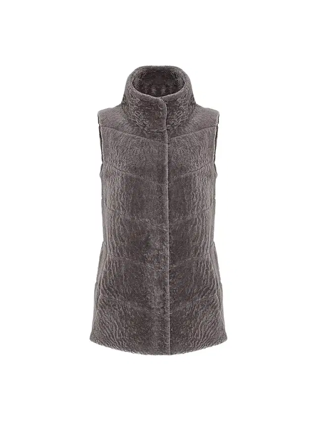 Gorski Women's Reversible Textured Shearling Lamb Vest