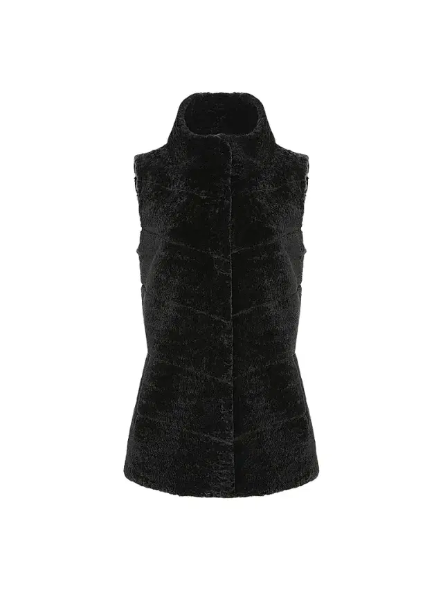 Gorski Women's Reversible Textured Shearling Lamb Vest - Black - Size Small