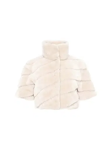 Gorski Women's Select Shearling Lamb Diagonal Bolero with Cropped Sleeves - Cream - Size Large | Thumbnail 1