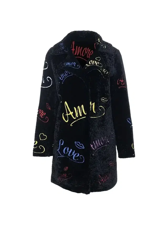 Gorski Women's Select Shearling Lamb Embroidered Love Stroller - Black Multi - Size Small