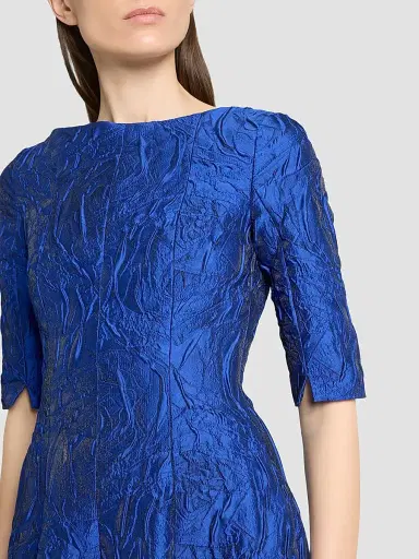 Talbot Runhof Women's Textured Jacquard Boatneck Cocktail Dress - Enzian - Size 16 | Thumbnail 5