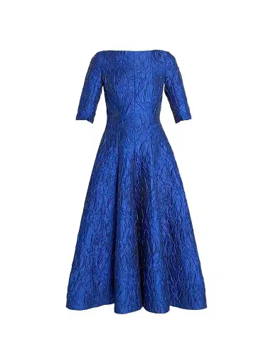Talbot Runhof Women's Textured Jacquard Boatneck Cocktail Dress - Enzian - Size 16 | Thumbnail 1