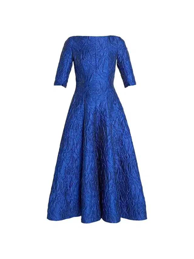 Talbot Runhof Women's Textured Jacquard Boatneck Cocktail Dress - Enzian - Size 16