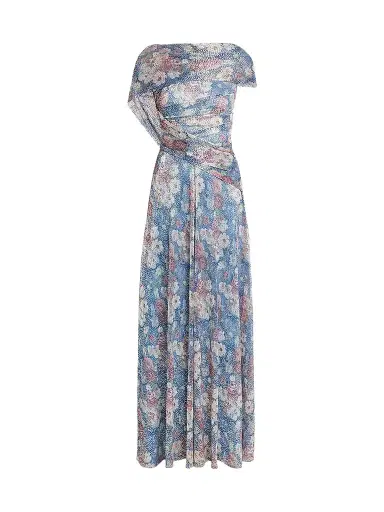 Talbot Runhof Women's Floral Metallic Voile Gown - Electric Blue - Size 16 | Thumbnail 1