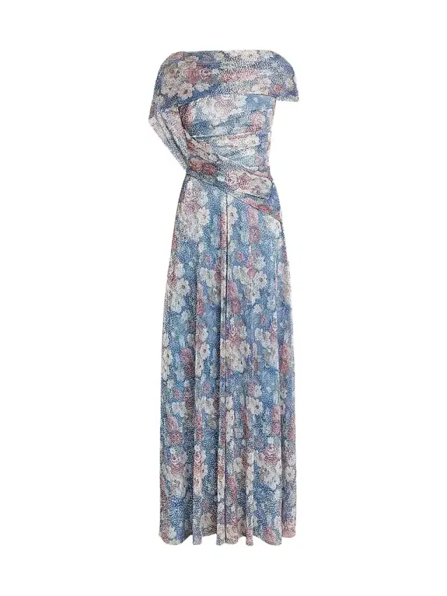 Talbot Runhof Women's Floral Metallic Voile Gown - Electric Blue - Size 16