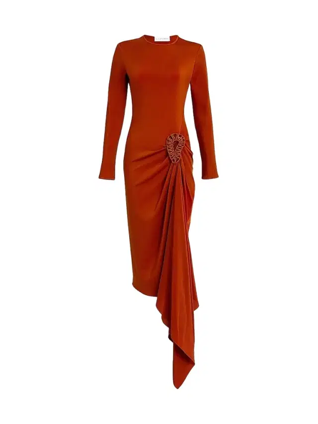 Silvia Tcherassi Women's Ananya Draped Jersey Midi Dress - Terracota