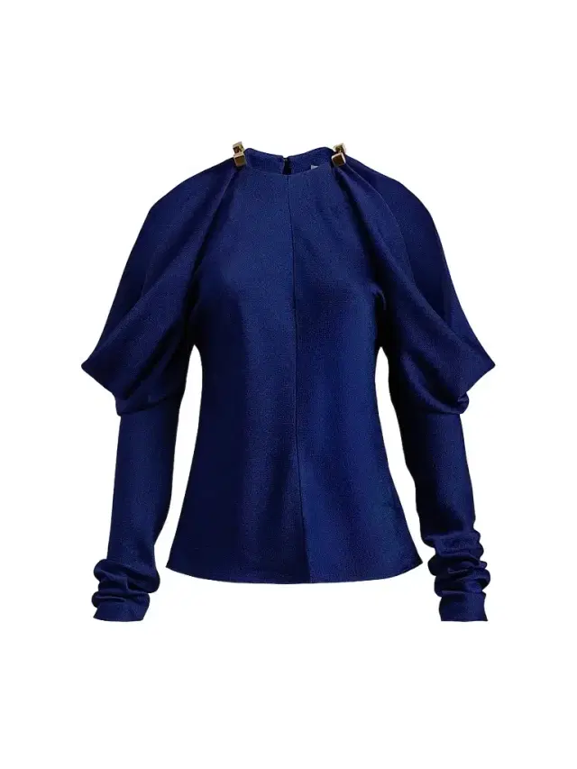 Silvia Tcherassi Women's Kina Hammered Satin Blouse - Navy - Size XL