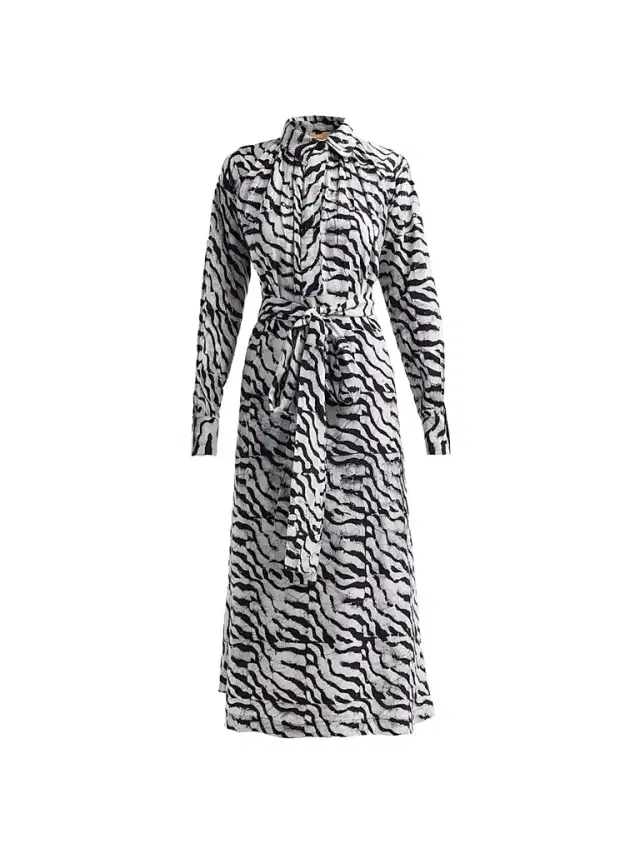 Elisamama Women's Isla Printed Tie-Waist Midi Dress
