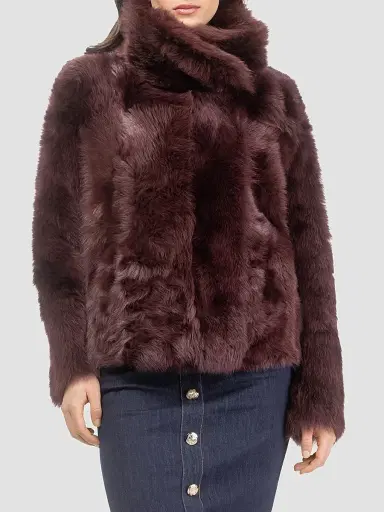 Gorski Women's Toscana Shearling Lamb Reversible Coat - Merlot - Size Medium | Thumbnail 3