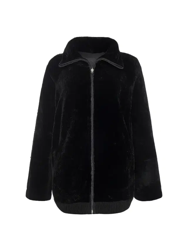 Gorski Women's Textured Shearling Lamb Zip Coat - Black
