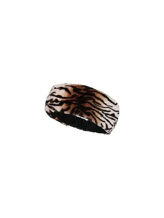 Gorski Women's Select Shearling Lamb Headband - Beige Tiger Print